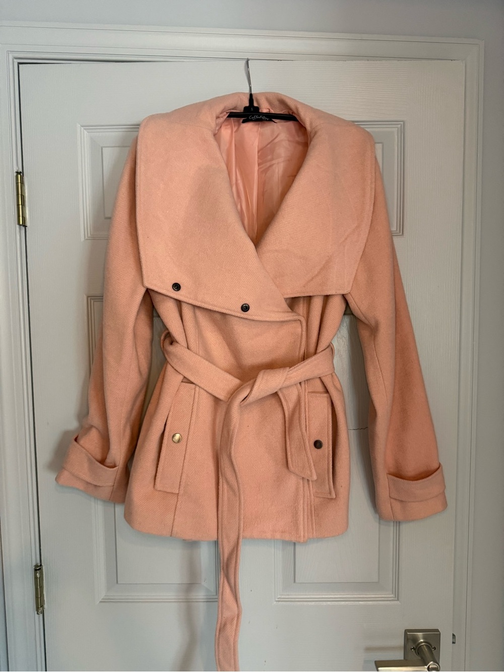 Pink Belted Wrap Coat - Women
